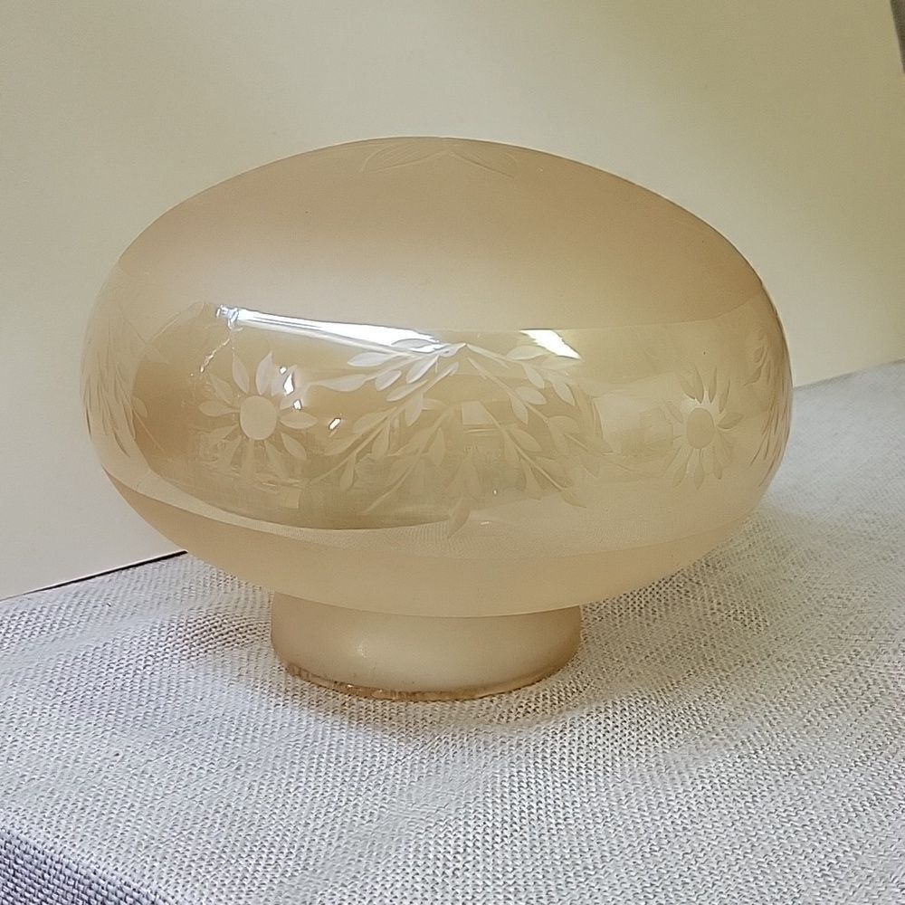 vintage amber frost glass shade daisy wheel cut design